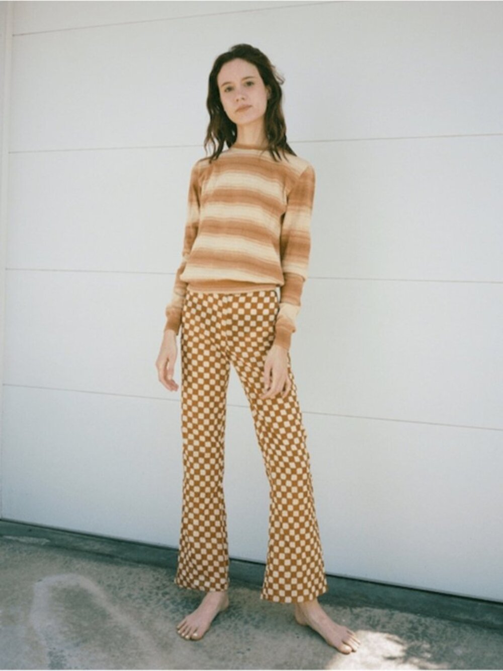 Gimaguas Jacaranda Beige Orange Yellow Striped loose knit Jumper Sweater crew S - Picture 1 of 10